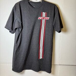 Vans Men's Charcoal Tee with Red and White Stripe